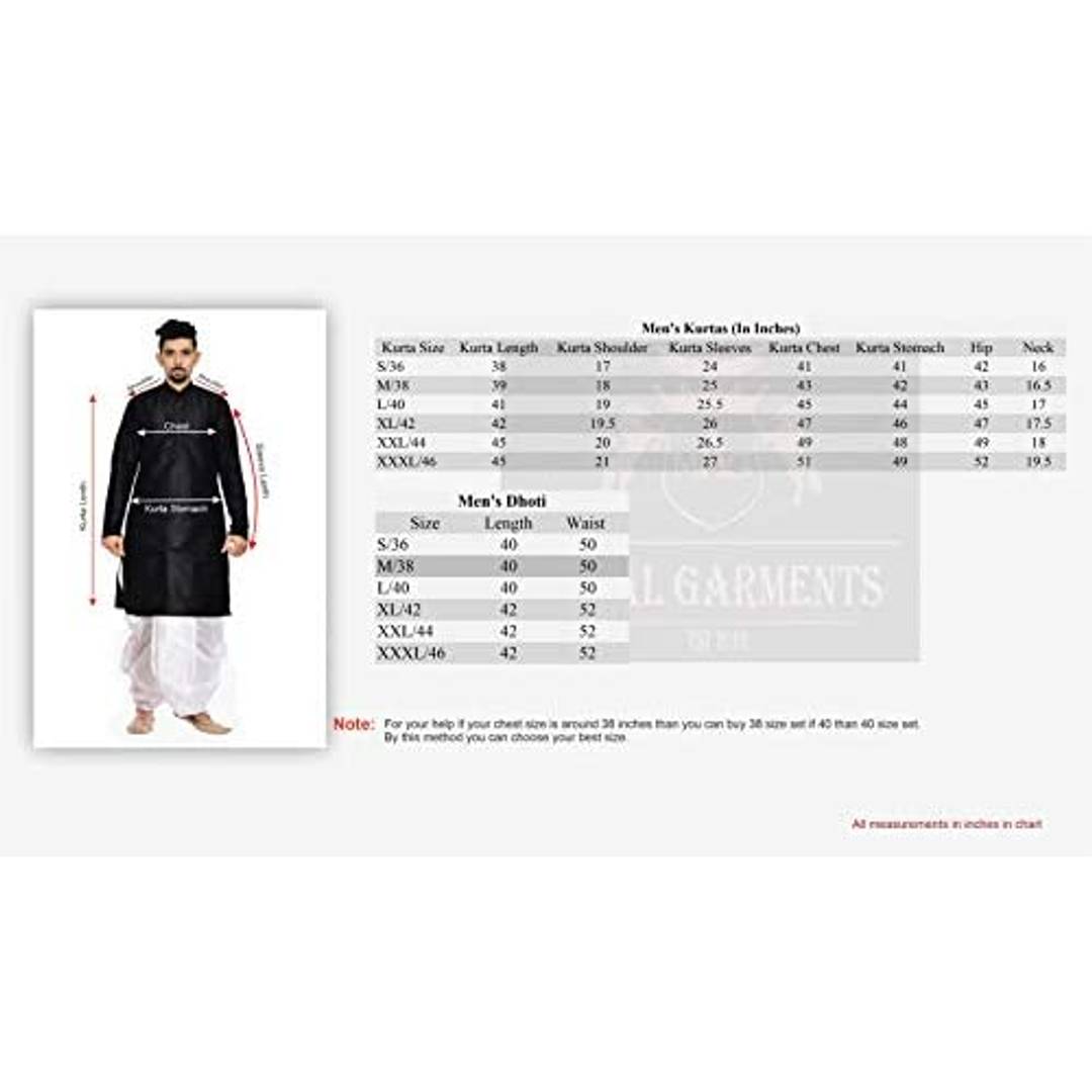 Mag Men's Navy Blue kurta Red Dhoti